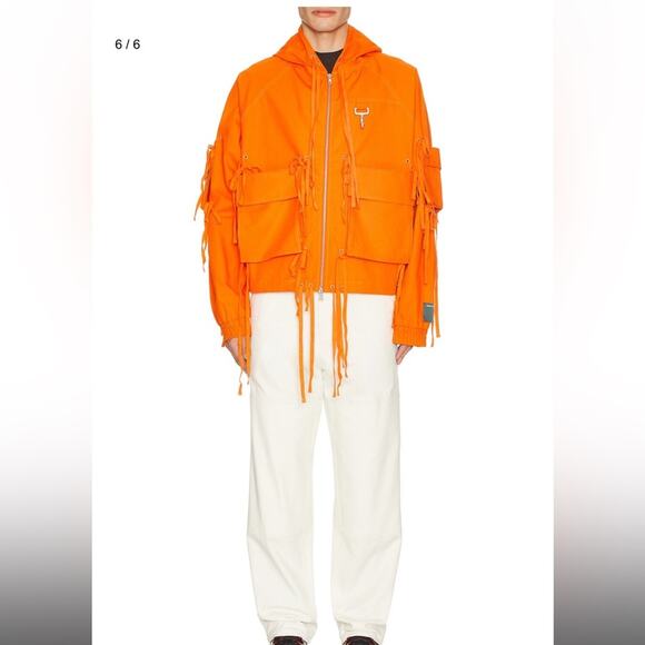 Reese Cooper Modular Pocket Hooded Jacket In Orange Ripstop - Picture 2 of 9